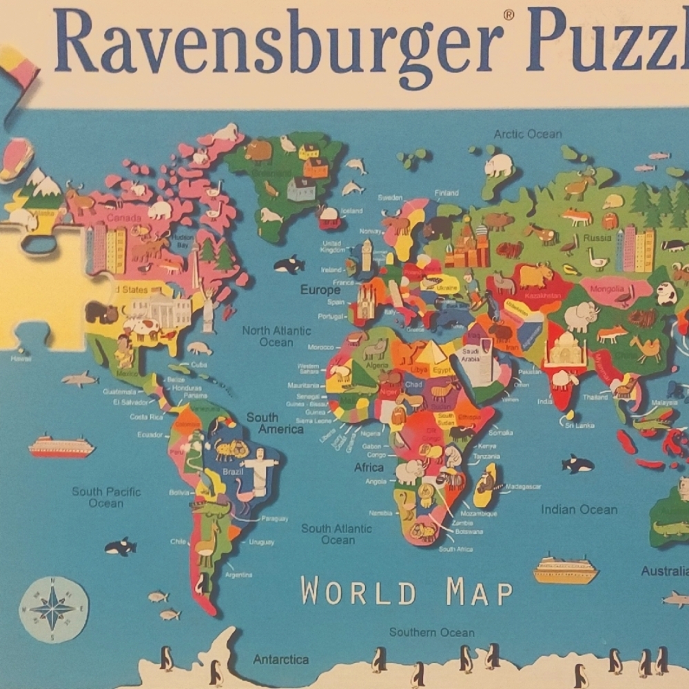 Ravensburger World Map Puzzle with 60 Pieces, 2014
